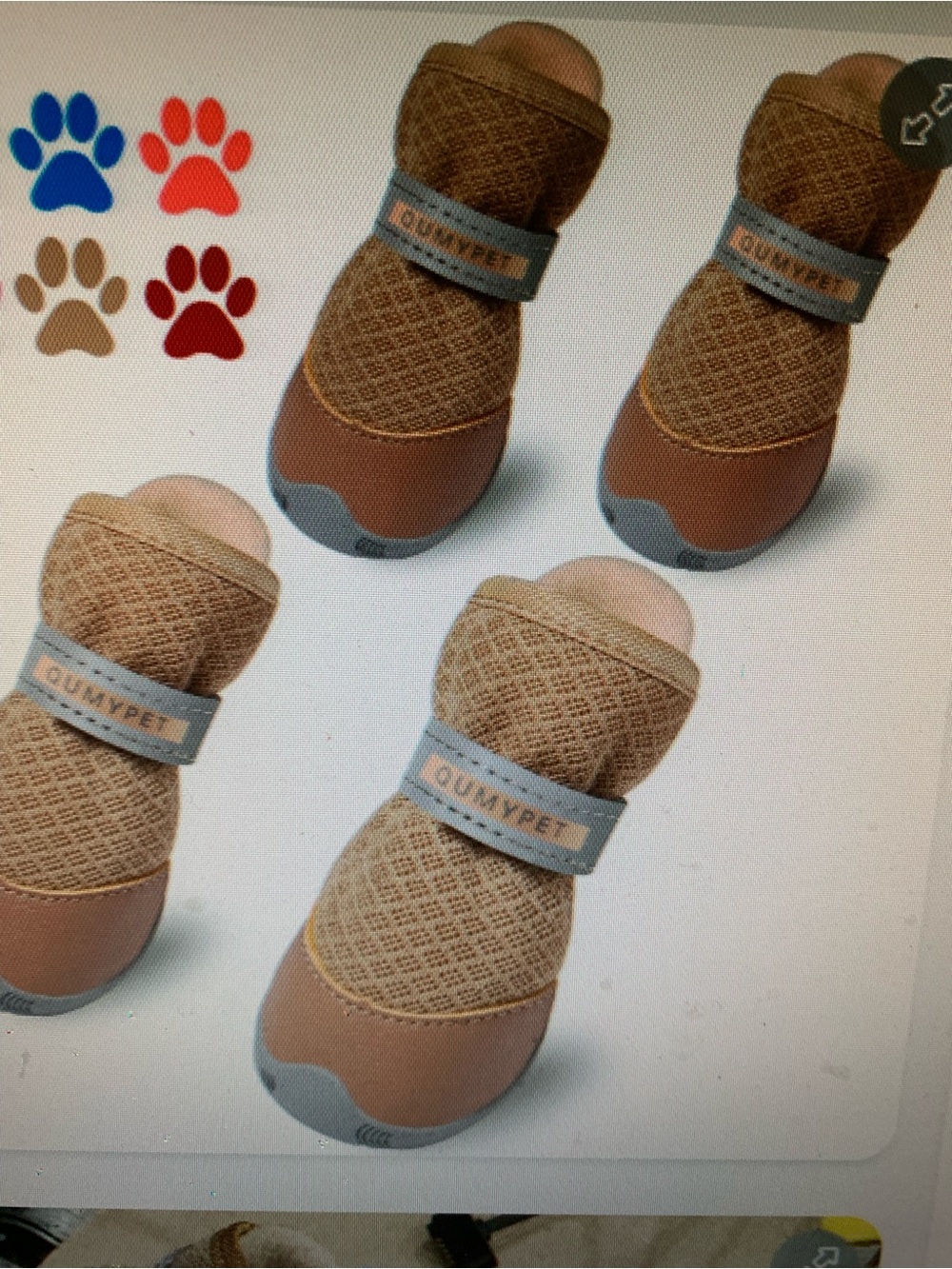 Qumypet Tan Dog Booties - Breathable Brown Pet Shoes (Set)